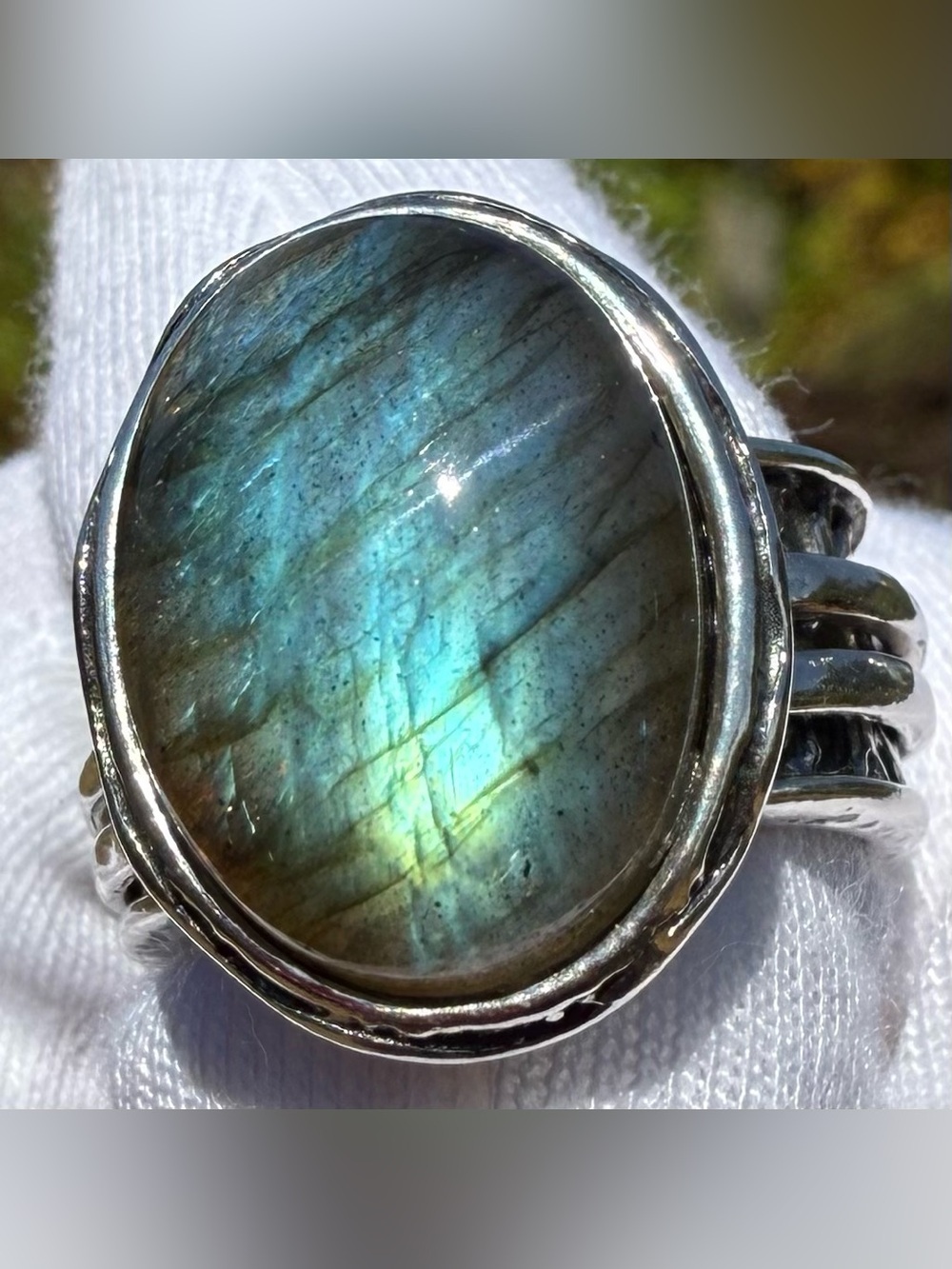 ✨AAA+ Top Quality Vintage Israel Silver Labradorite Spinner Ring!✨